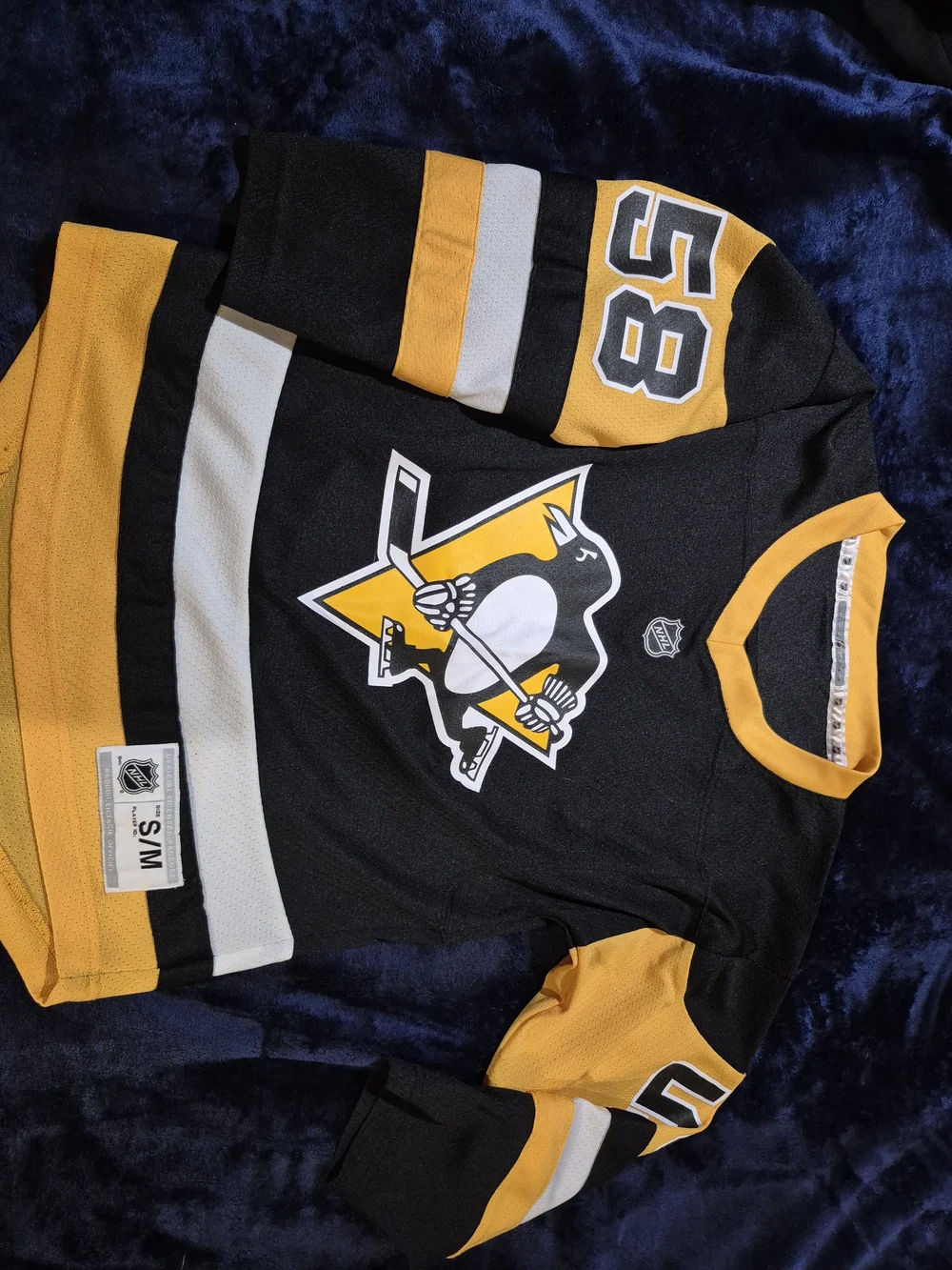NHL Pittsburgh Penguins Black, Gold & White Youth Hockey Jersey #58